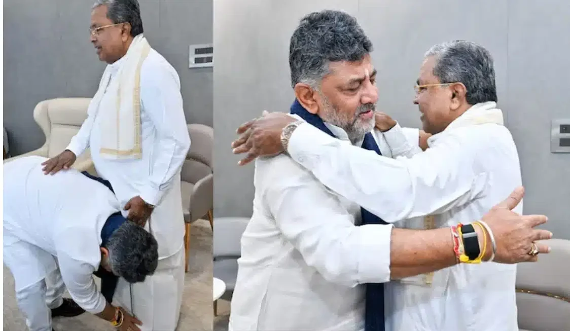 Karnataka Politics : मिल गया आशीर्वाद, कर्नाटक में डीके शिवकुमार ने छुए सिद्धारमैया के पैर और लगाया गले